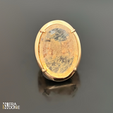 Anel com pedra natural, quartzo rutilado, banho a ouro 18k