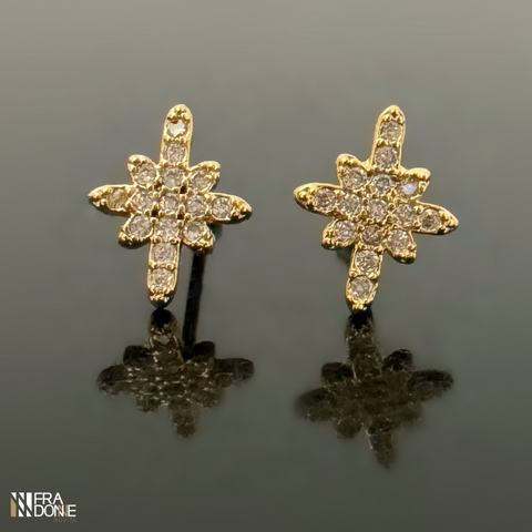 Brincos Sirius, com Zircônias, Banho a Ouro 18k