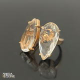 Anel Orgânico, Cristal Incolor, Banho a Ouro 18k