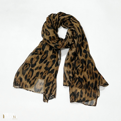 Echarpe, estampa animal print marrom