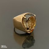 Anel mínimo Fascinação com cristal em formato de gota, banho a ouro 18k