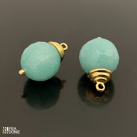 Pendentes para brincos de pedra natural, jade tiffany, banho a ouro 18k