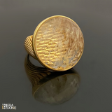 Anel com pedra natural, rutilo facetado, banho a ouro 18k