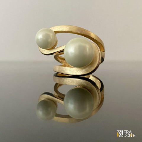 Anel Lune com Pérola Shell, Banho a Ouro 18k